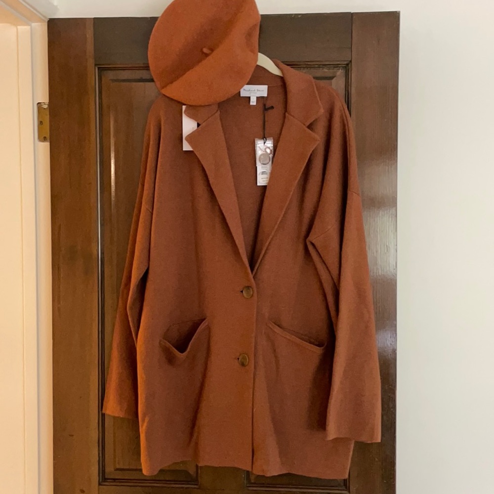 NWT Michael Stars bundle sweater jacket and beret!